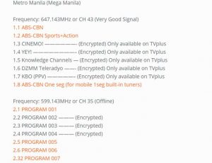 Philippines ISDB-T Frequency