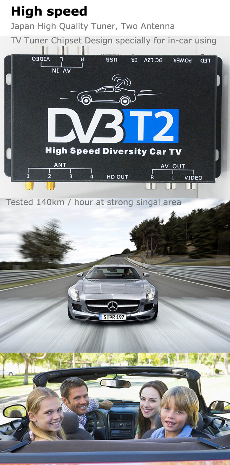 Carro DVB-T2 DVB-T de alta velocidade Receptor de TV Digital caixa automóvel DTV DVB-T221VB-T221 8 Car DVB-T2 automobile DTV box