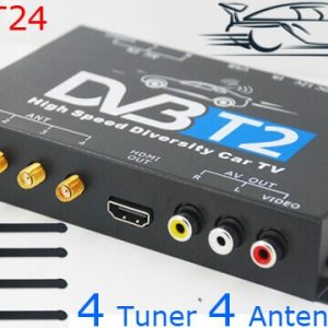 Car DVB-T2 4 Tuner 4 Antenna Digital TV Receiver for High speed auto mobile with USB movie player HDMI out HDTV DVB-T24 5