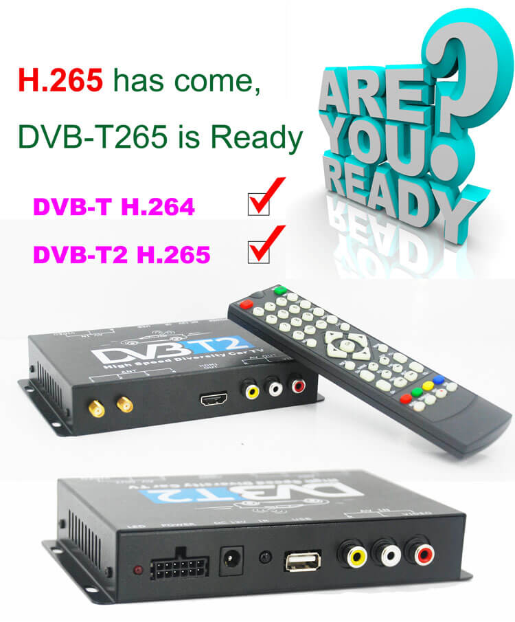 Germany DVB-T2 H265 HEVC Codec New Model DVB-T265 auto mobile digital car dvb-t2 tv receiver 27