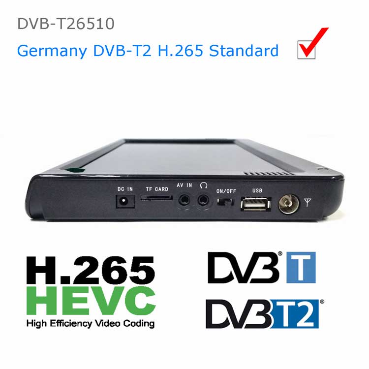 10 inch dvb-t2 h265