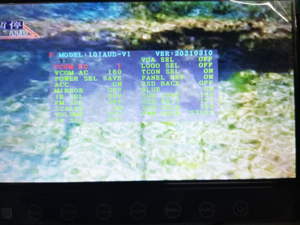 Npolegadas no monitor fino do carro com botão de toque de tela lcd digital bumodo de entrada de vídeo de estacionamento retrovisor Vcan1412can1412 13 OSD Menu firmware new version