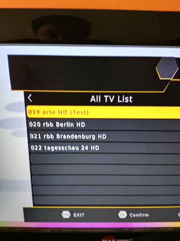 Germany Car DVB-T2 H.265 HEVC Codec Channel list 1