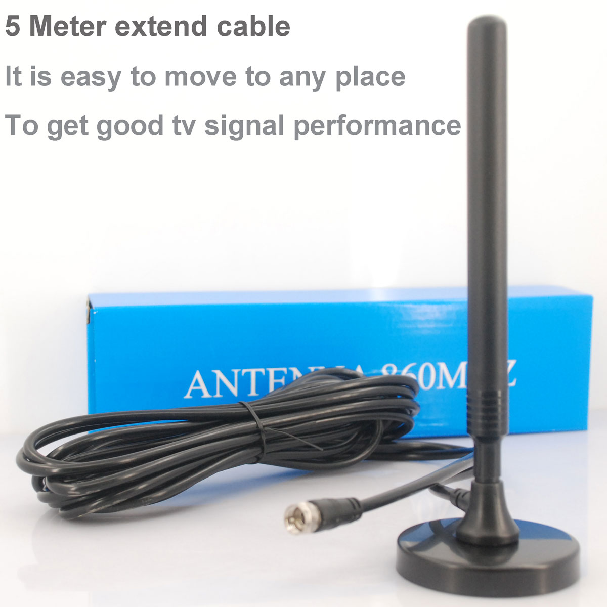 ISDB-T DVB-T2 ATSC Digital TV Antenna with magnet base aerial with signal enlarger MHZ860 Vcan1065 SMA F type IEC MCX 16