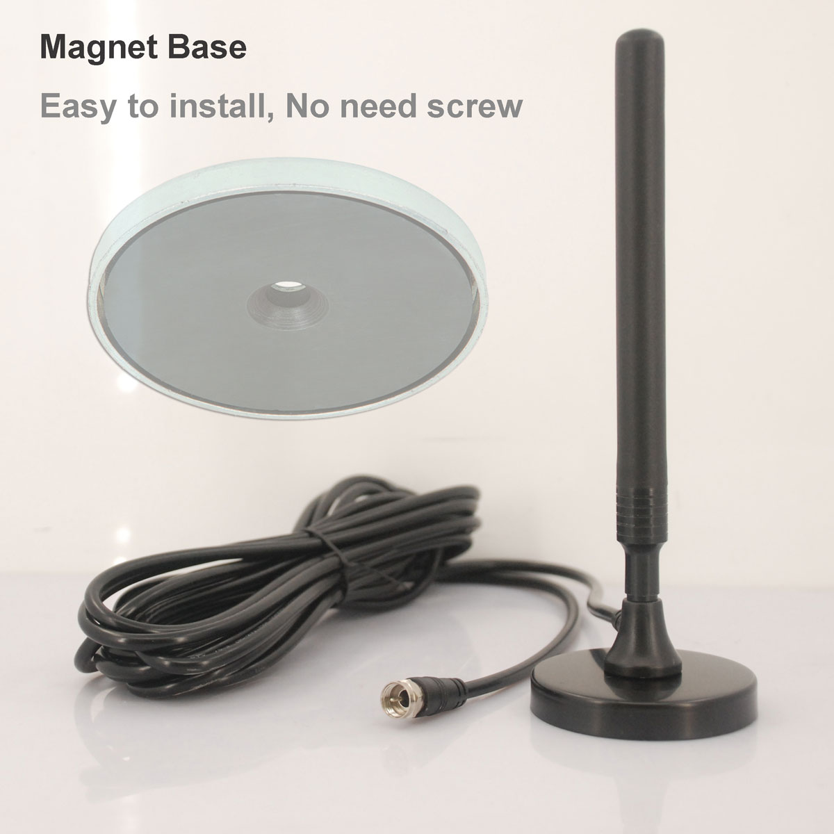 ISDB-T DVB-T2 ATSC Digital TV Antenna with magnet base aerial with signal enlarger MHZ860 Vcan1065 SMA F type IEC MCX 15
