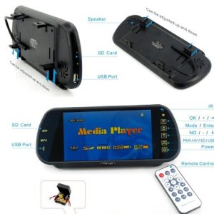 7inch Rearview Mirror Monitor Support MP5 Bluetooth