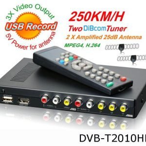 Car DVB-T Receiver MPEG4 H.264 2 tuner 2 diversity antenna Booster Recorder DVBT 2