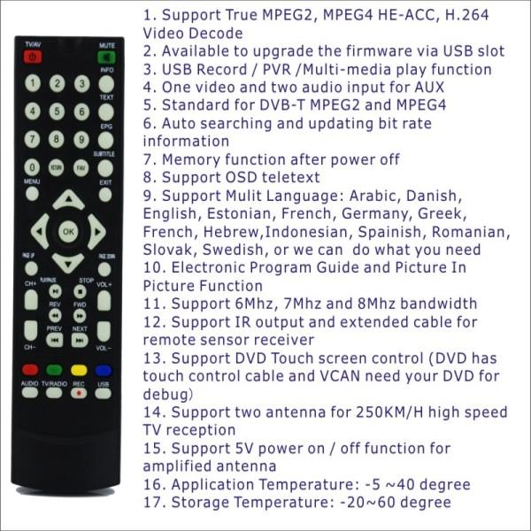 DVB-T2100HD Car DVB-T tuner antenna 250km DVB-T2100S