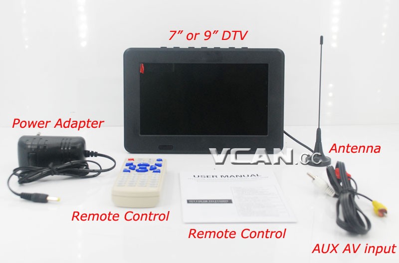 7 DVB-T2 7 inch Digital TV monitor Analog TV USB TF MP5 player AV in Rechargeable Battery 15