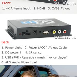 Car DVB-T2 TV Receiver 4 Tuner 4 Antenna