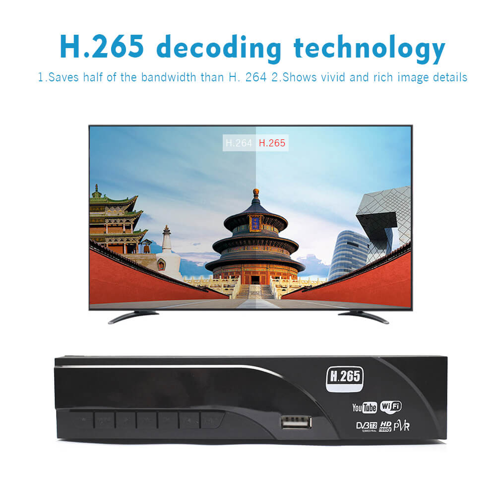 Home DVB-T2 H.265 HEVC H.264 DVB-T Receiver HDMI RCA Terrestrial Digital TV Receiver TV Tuner SCART MPEG4 39