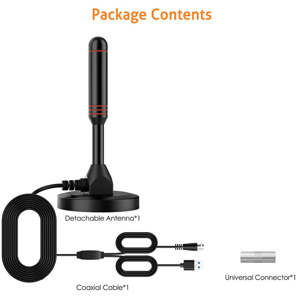 Indoor Portable Digital TV Antenna, 30 dB High Gain Indoor TV Antenna-Antenna Mast for DTT / DTMB, DVB-T, ATSC, DMB-T USB Receiver, Portable with Stable Magnetic Base 8