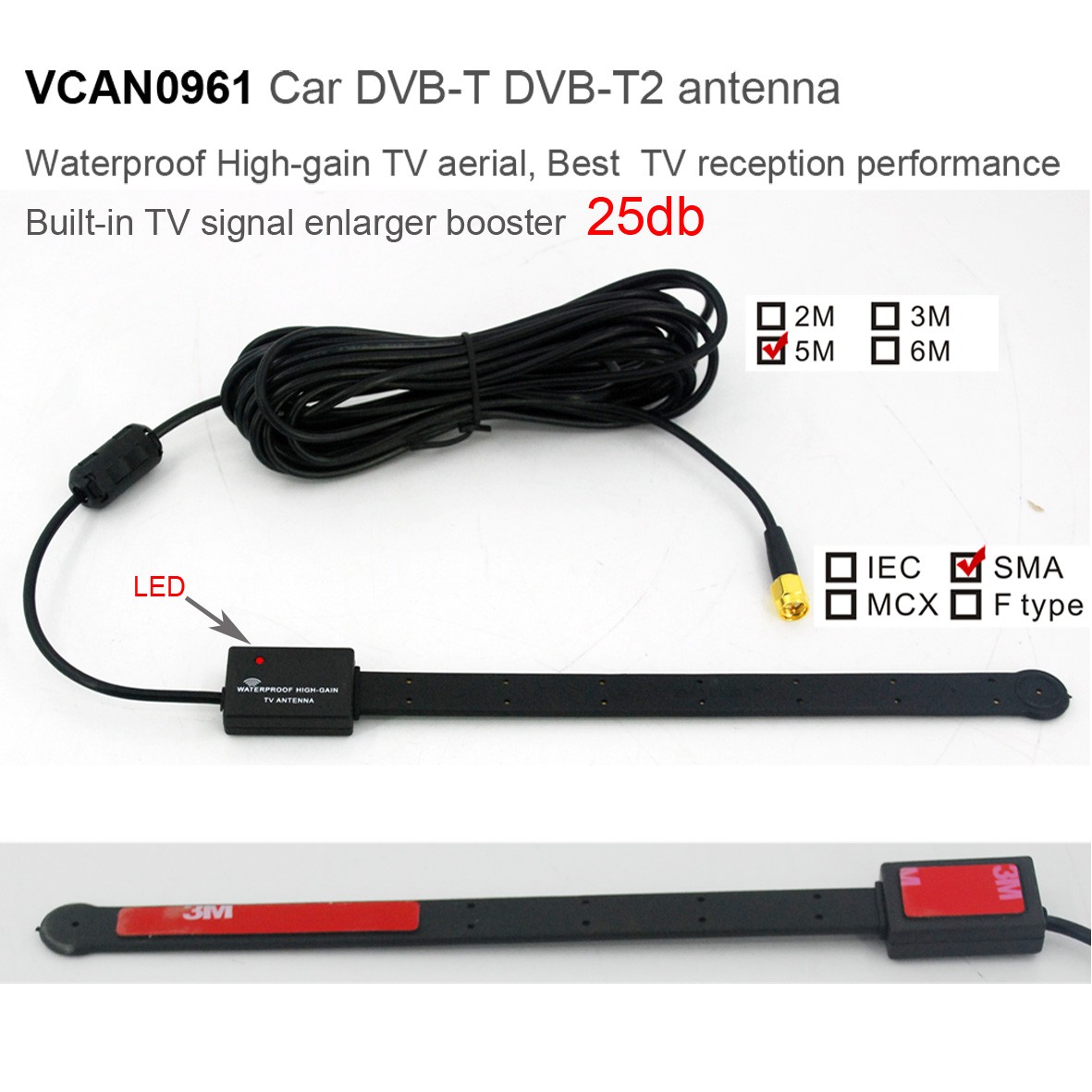 DVB-T DVB-T2 ISDB-T ATSC auto digitale TV-antenne-antenne ingebouwd signaal vergroter booster VCAN0961 3 DVB-T DVB-T2 ISDB-T ATSC Car Digital TV antenna aerial built-in signal enlarger booster VCAN0961