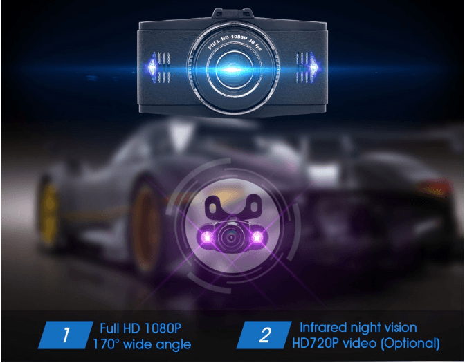 VVCAN1391 3 بوصة شاشة LCD 1080P عدسة مزدوجة كاميرا اندفاعة السيارة مع وظيفة التعرف على رقم لوحة السيارة7صورة VCAN1391 3inch LCD screen 1080P dual lens car dash camera with car plate number recognition function - Image 5