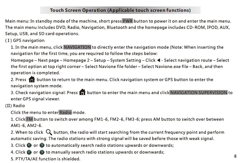 VCAN1294 user manual for 2 din GPS navigation DVD USB SD 9