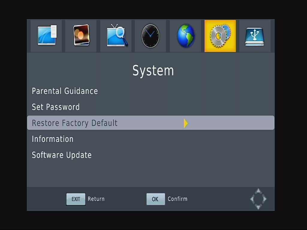 ISDB-T how to factory restore