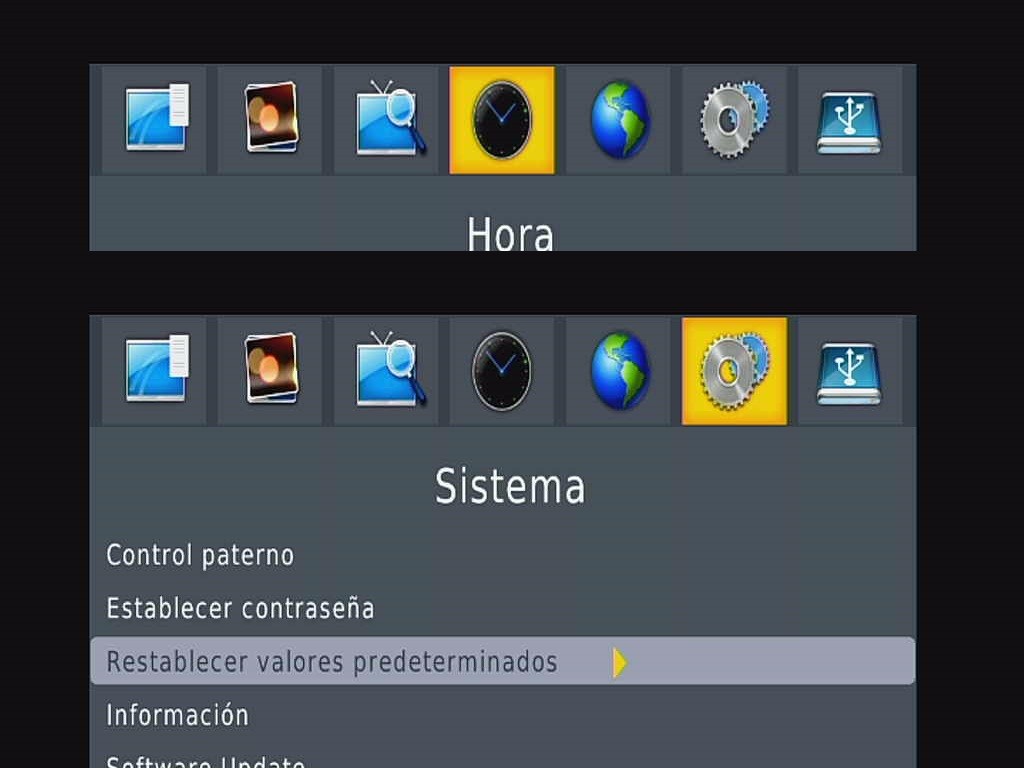 Samochód ISDB-T hiszpański OSD Menu T63czne Przywróć domyślne menu Menú Auto ISDB-T OSD España Restauración de fábrica por defecto