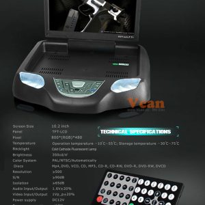 10.2 inch roof mount monitor usb sd dvd player ceiling flip down screen tm-1020 5