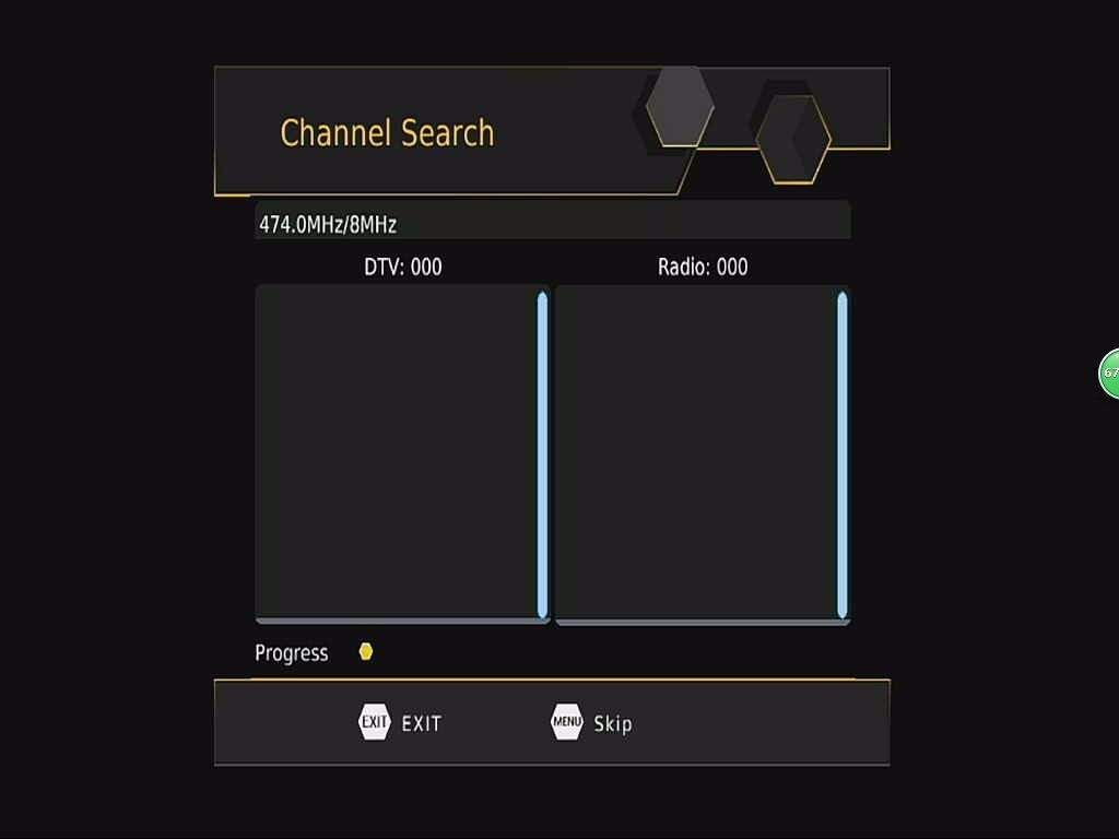 DVB-T265 Channel Auto Search OSD menu