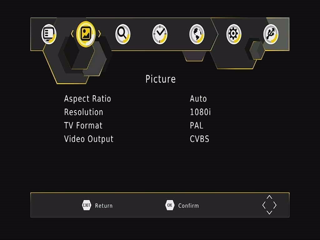 DVB-T265 Picture OSD menu