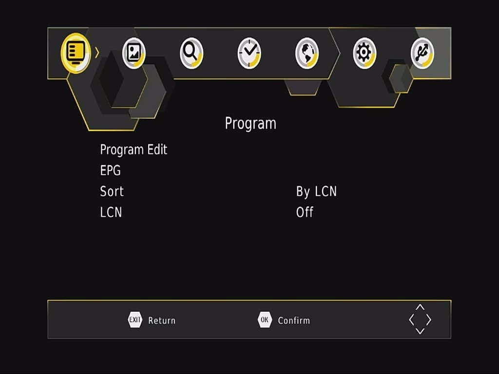 DVB-T265 Program OSD menu