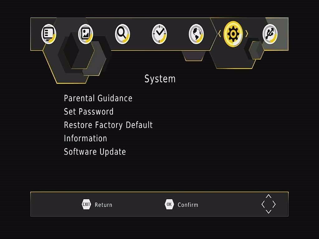 DVB-T265 System OSD Menu