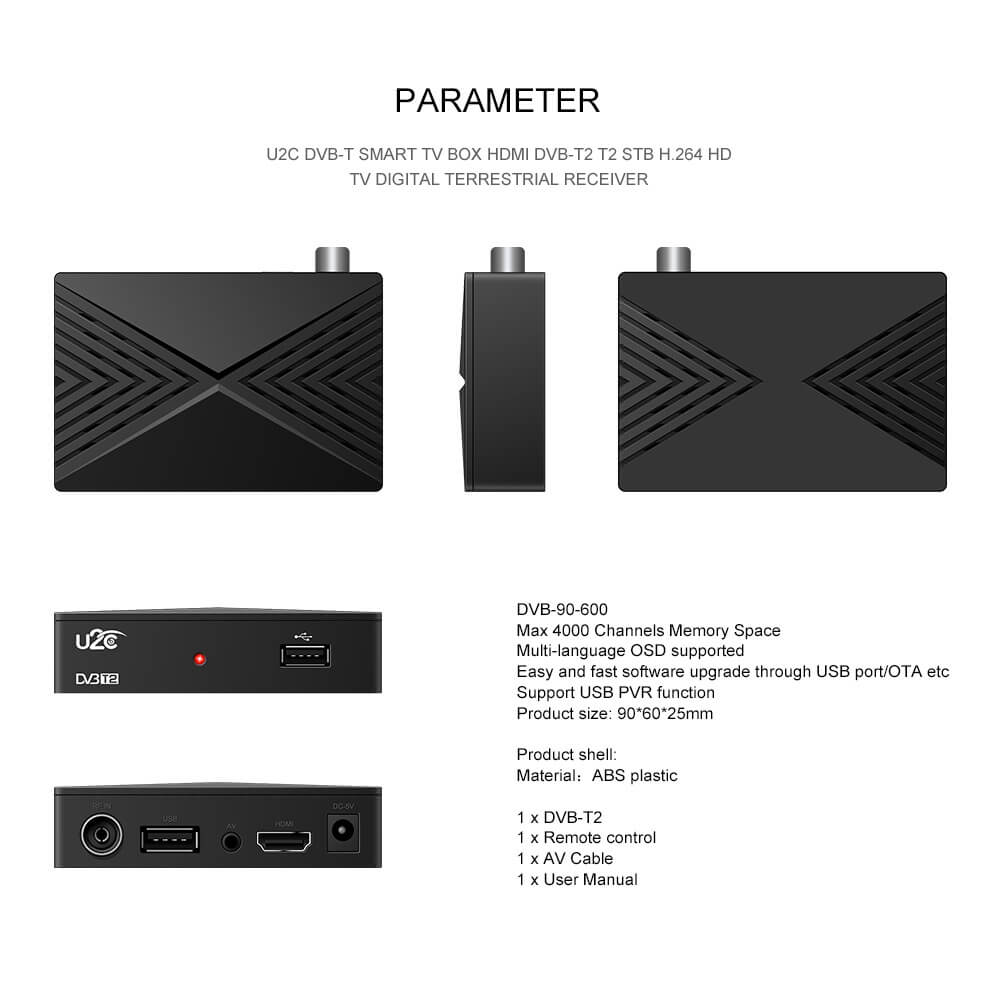 Home STB DVB-T2 90mm factory price HD digital tv box receiver 4