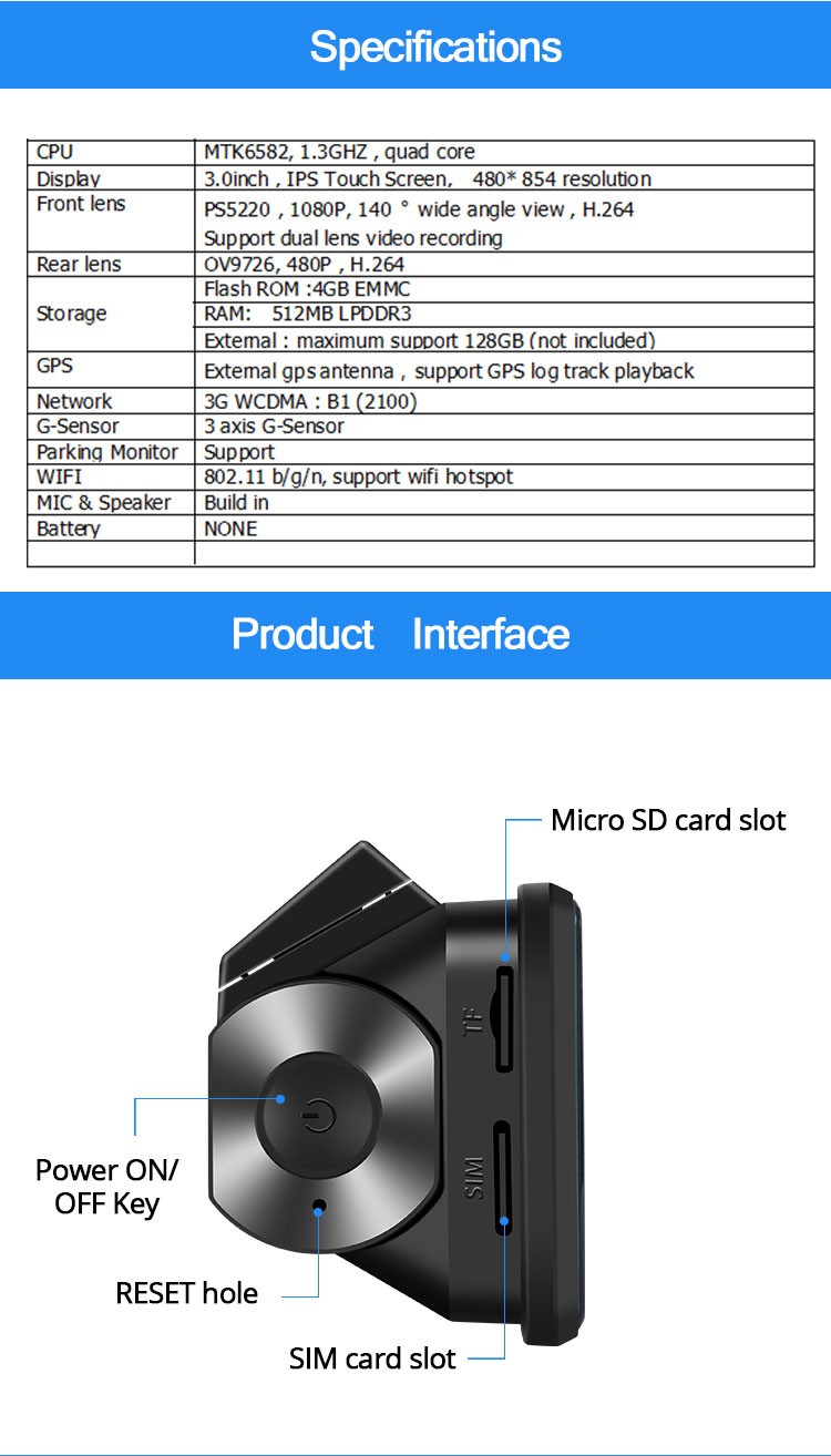 Android DVR dashcam car camera 3.0 inch full 1080 HD GPS logger dual camera video recorder Vcan1608 38
