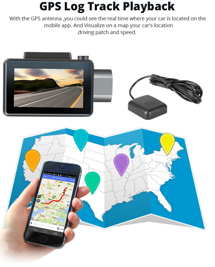 Android DVR dashcam car camera 3.0 inch full 1080 HD GPS logger dual camera video recorder Vcan1608 37
