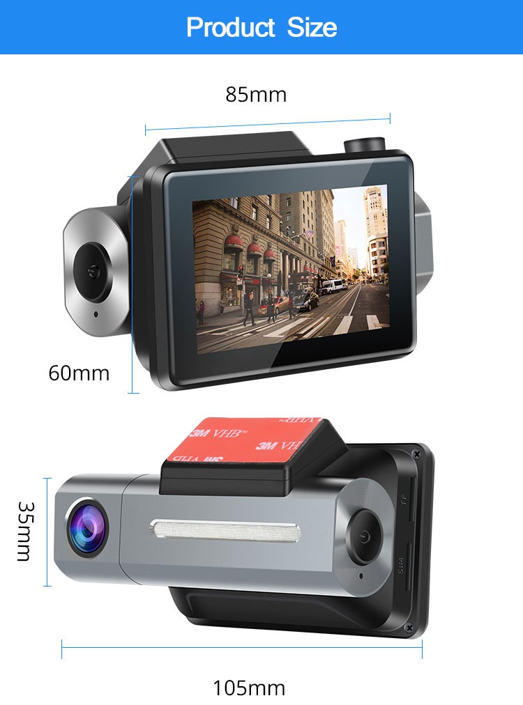 Android DVR dashcam car camera 3.0 inch full 1080 HD GPS logger dual camera video recorder Vcan1608 25