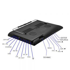 14 Zoll Digital-TV DVB-T2 H.265 ISDB-T ATSC tragbarer Player Vcan16166 13 14 inch portable tv player isdbt