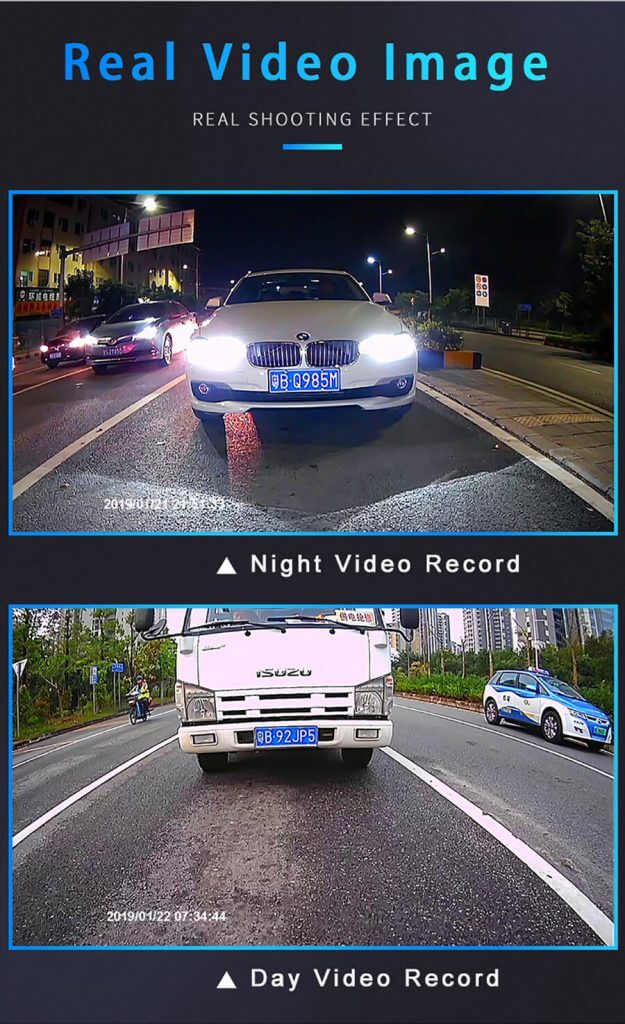 night vision test photos of the actual effect of car DVR at night 5 dash camera day night test vision