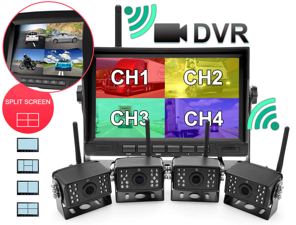 7 inch Truck DVR Quad Monitor with HD Night Vision Camera for Truck vehicle with SD card Vcan1667 23