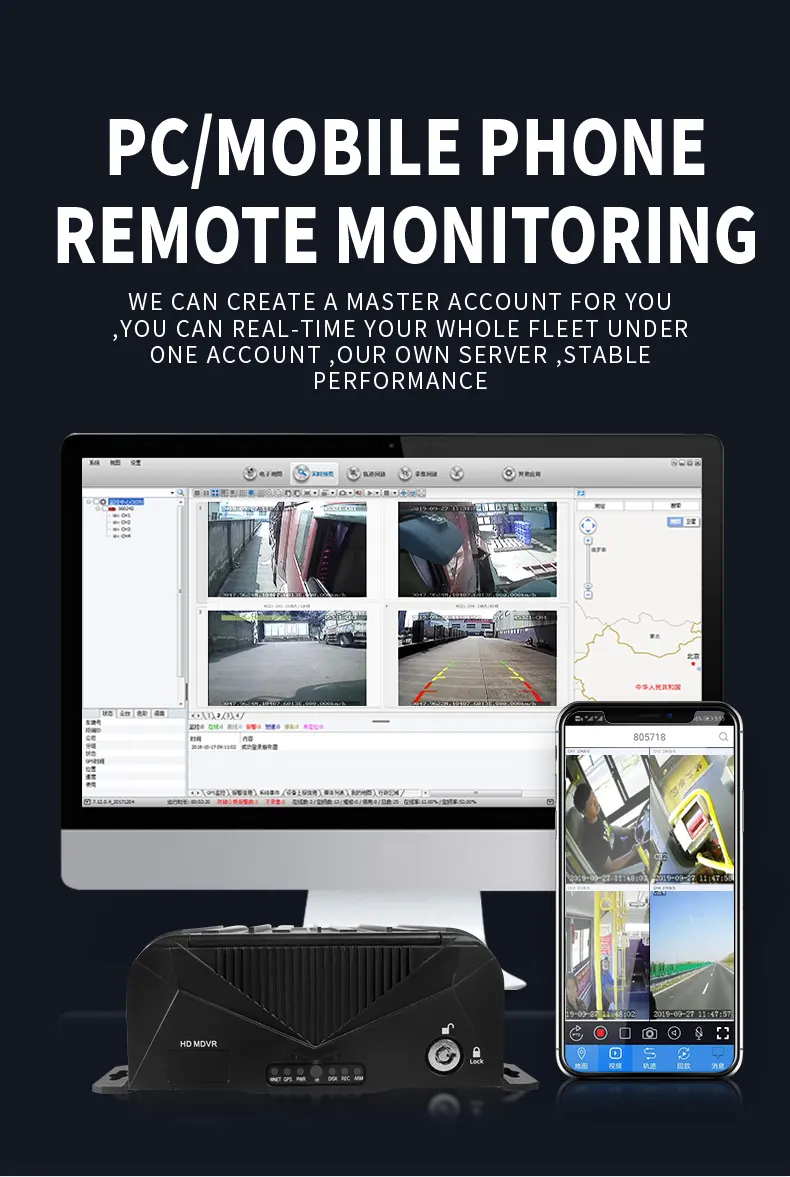 4 CH DVR MDVR pc mobile phone remote monitoring
