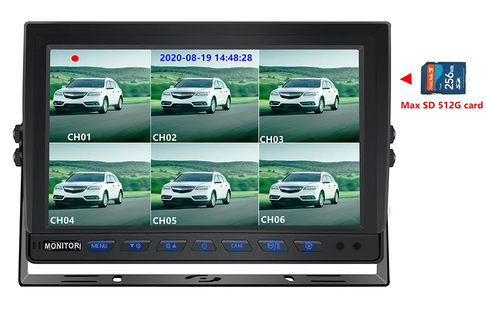 6 channel camera video input monitor CVBS AHD DVR recorder for car truck use VCAN1738
