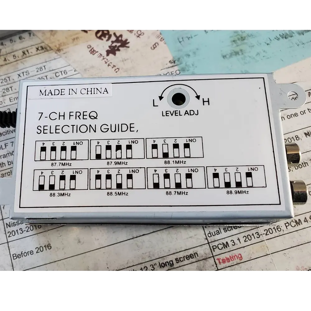 7-CH FM Modulator 7 channel frequency FM radio transfer AUX audio to in-car speaker stereo PLL 14