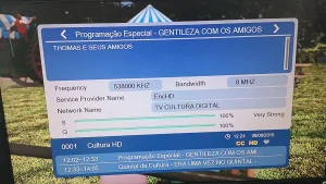 Press info button on remote to get frequency