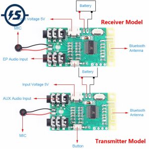 Ασύρματη μονάδα δέκτη πομπού ήχου Bluetooth V4.2 για είσοδο σήματος ήχου MIC AUX Ηχείο αποκωδικοποίησης DIY Μικρόφωνο