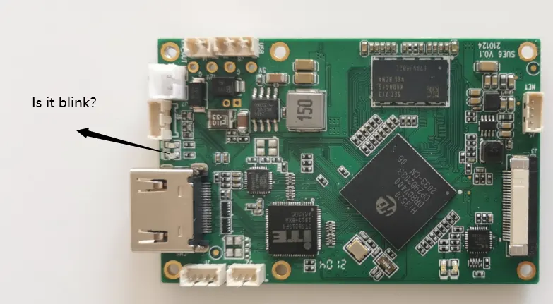 Modulateur d'encodeur SDI ou HDMI vers IP CVBS H.265 H.264, carte d'encodage pcba Ethernet RSTP UDP pour drone robotique UAVnet RSTP UDP for UAV Drone Robotic 47 HDMI input encoder board encoding light is blink or not.