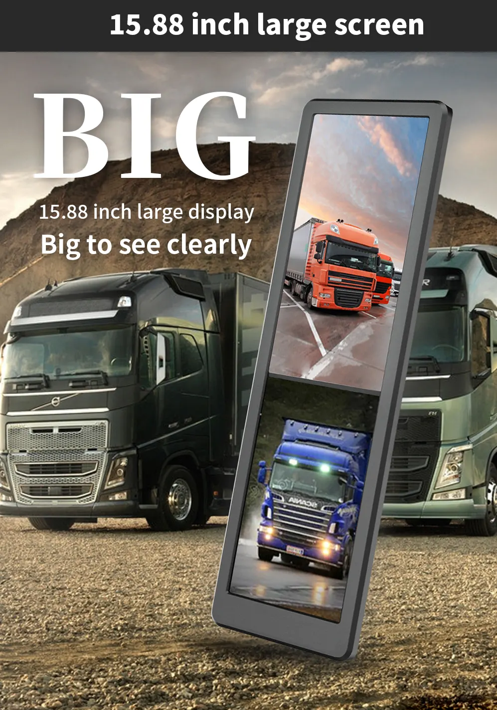 Truck mirror dvr bus dual lens side view rear view camera wing monitor recording 17