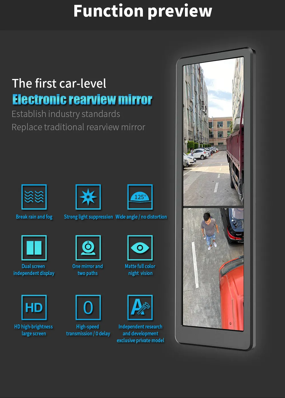 Truck mirror dvr bus dual lens side view rear view camera wing monitor recording 20