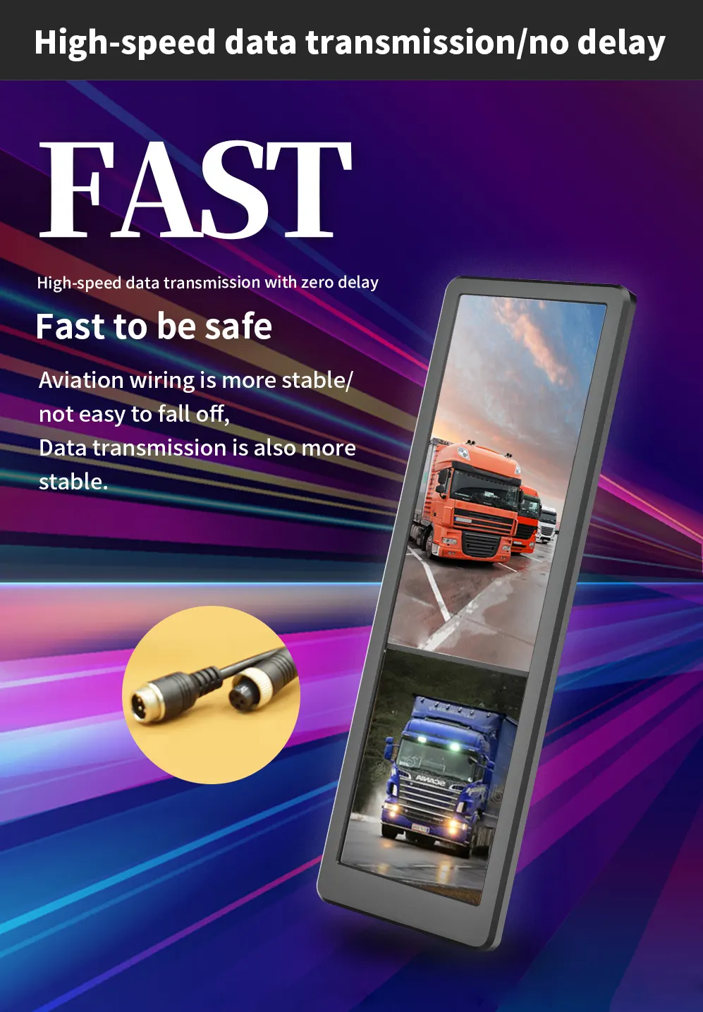 Truck mirror dvr bus dual lens side view rear view camera wing monitor recording 22