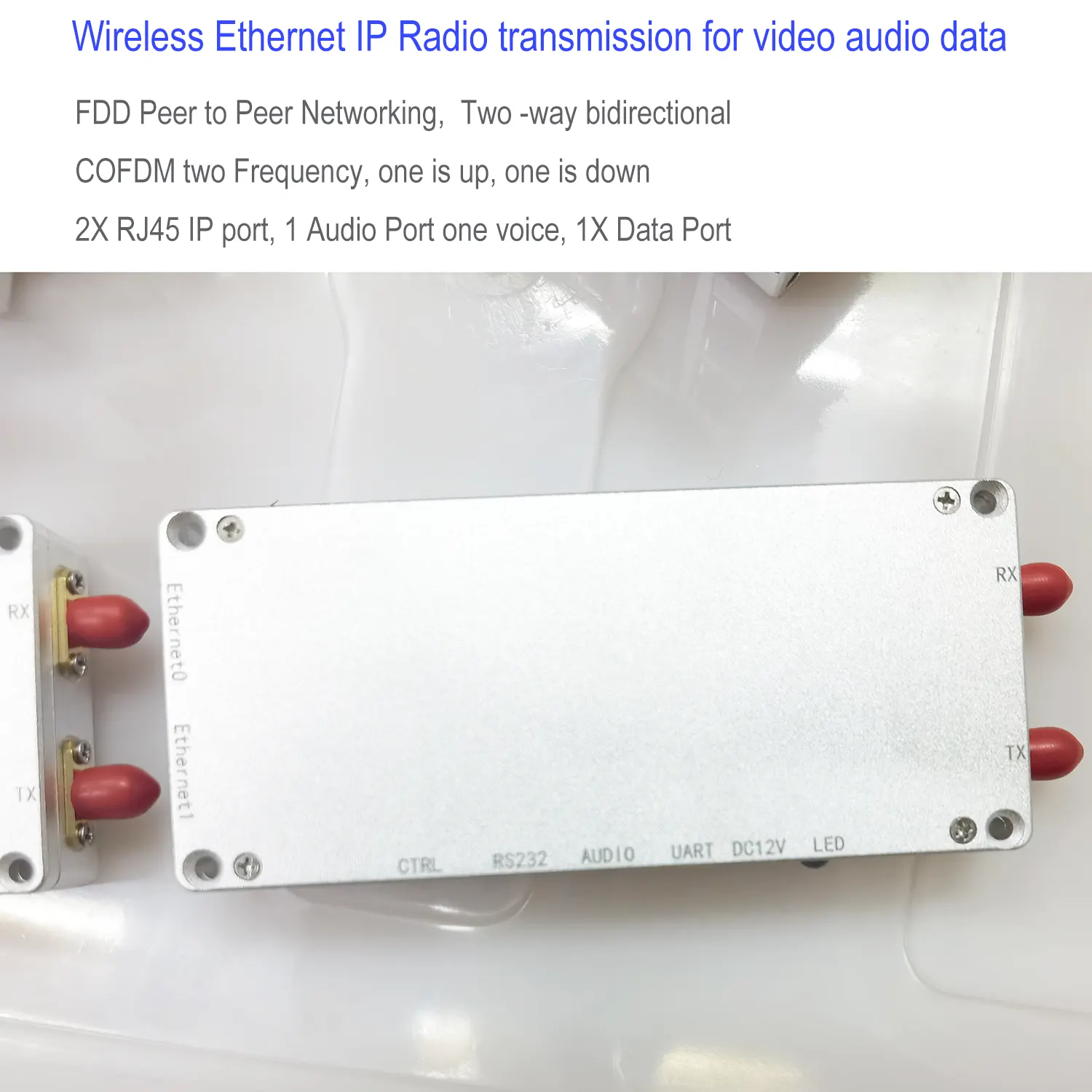 Wireless ethernet IP Radio transmission for video audio data transmitter and receiver FDD