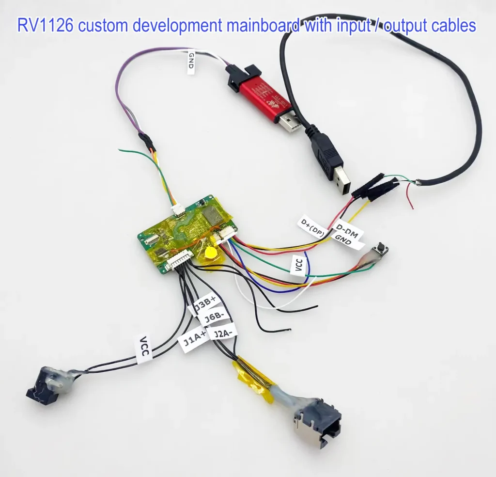 RV1126 custom development mainboard with input output cables
