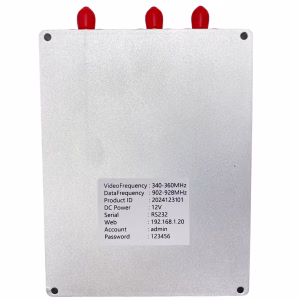 Récepteur vidéo Quad HDMI avec émetteur-récepteur vocal de données bidirectionnelécepteur de données 902-928MHz 340-360Mhz COFDM Wireless Video Receiver with data transceiver 902-928Mhz