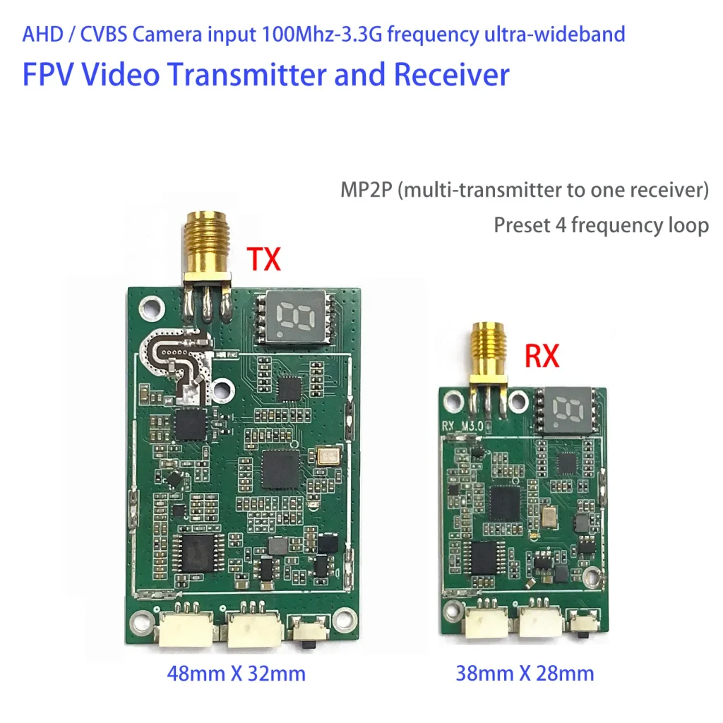 Analog FPV Video transmitter and receiver AHD CVBS camera 100mhz-3.3G frequency ultra-wideband