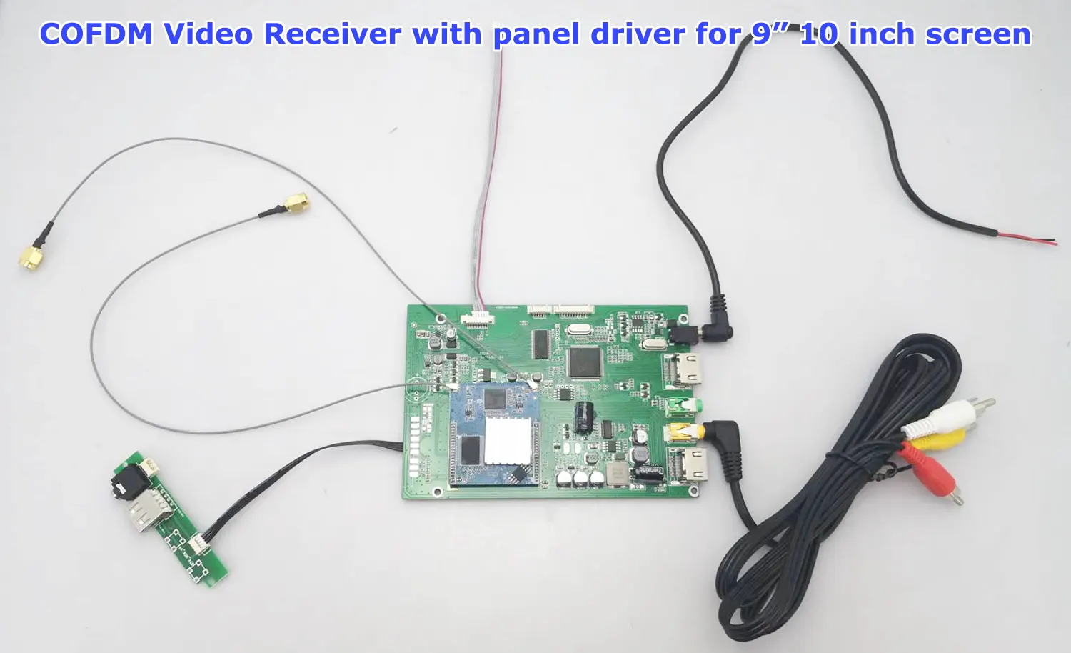 ความหลากหลาย DVB-T COFDMพรนิ้วจอภาพทีวีดิจิตอล dvb-t2 ตัวรับสัญญาณ hdmi เข้าออก 6M 7M 8M แบนด์วิดธ์ 170M ถึง 930M ความถี่ DVB-T2101HD้ว DVB-T2101 pcbain out 6M 7M 8M bandwidth 170M to 930M frequency DVB-T2101HD 30 COFDM Video Receiver with panel driver for 10 inch screen DVB-T2101 pcba