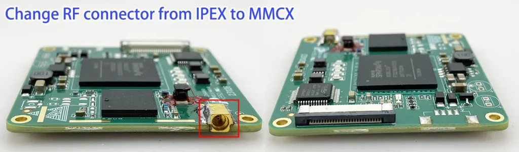 Change RF connector from IPEX to MMCX for COFDM wireless video transmitter encoder modulator board
