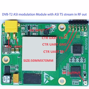 DVB-T2 ASI modulator-demodulator module with Ethernet UDP TS stream output