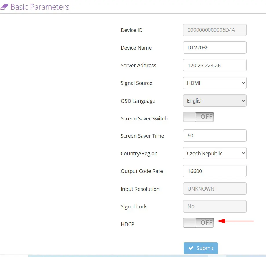 HDMI input encoder ISDB-T DVB-T output HDCP setting